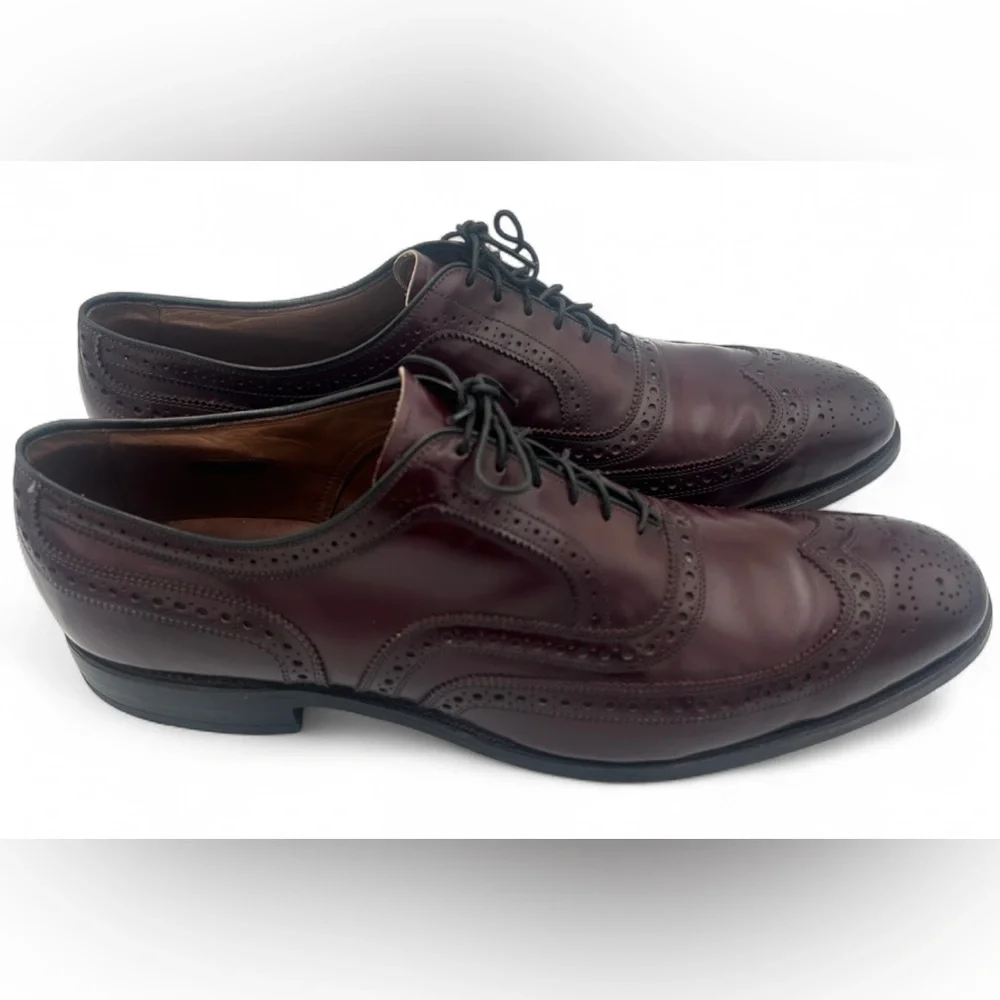 Allen Edmonds McAllister Oxblood Wingtip Oxford 14D USA Leather Dress Shoe